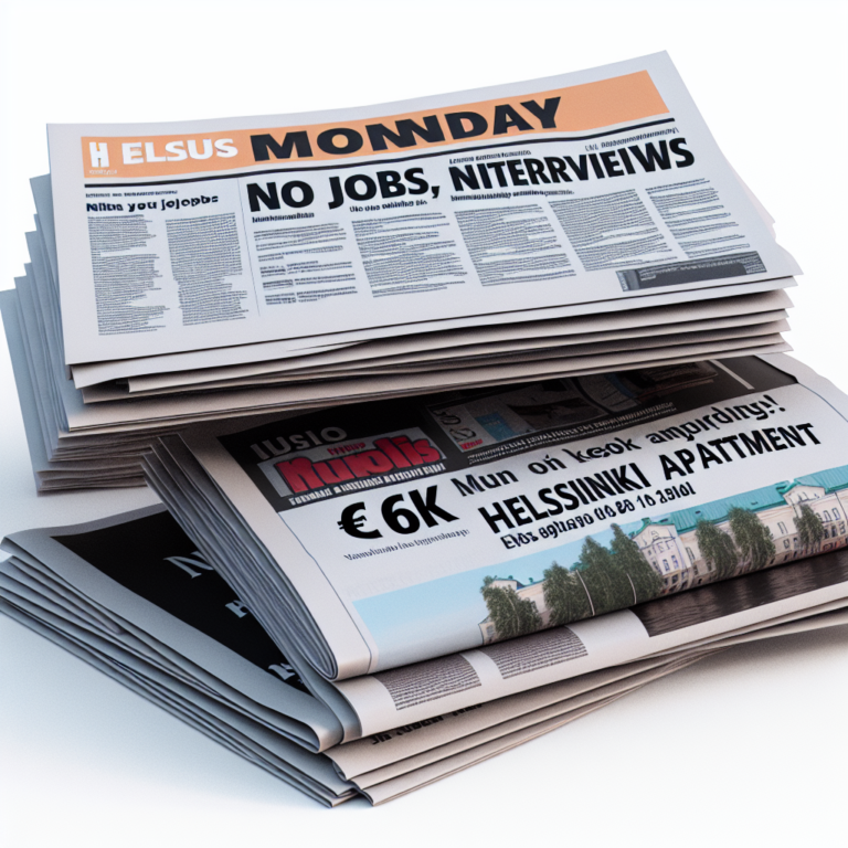 Monday's Papers: No Jobs, No Interviews, €6k Helsinki Apartment